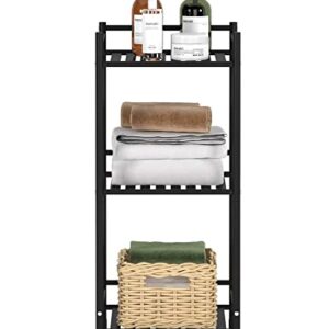 TZAMLI 3 Tier Shelving Unit, Free-Standing Bathroom Storage Shelves, Metal Heavy Duty Storage Rack Shelf for Small Space Kitchen Balcony Office, Matte Black