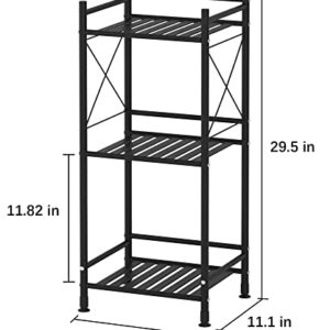 TZAMLI 3 Tier Shelving Unit, Free-Standing Bathroom Storage Shelves, Metal Heavy Duty Storage Rack Shelf for Small Space Kitchen Balcony Office, Matte Black