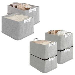 loforhoney home bundle- storage bins with metal frames light gray jumbo 2-pack & 4-pack