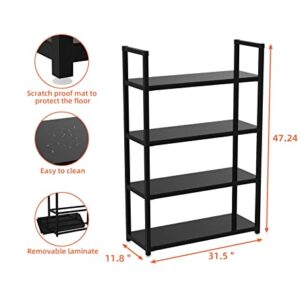 zizin 4-Tier Storage Rack Mutipurpose Shelf Stand Shelf Simple and Beautiful Book Shelf Heavy Duty Shelves for Living Room Kitchen Basement Black