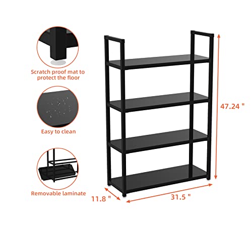 zizin 4-Tier Storage Rack Mutipurpose Shelf Stand Shelf Simple and Beautiful Book Shelf Heavy Duty Shelves for Living Room Kitchen Basement Black