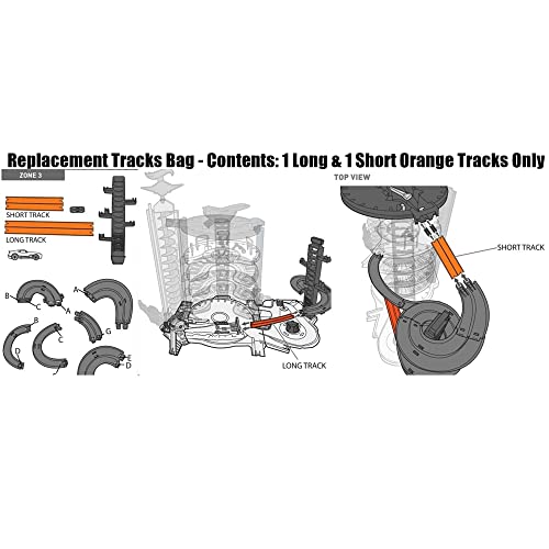 Replacement Parts for Hot Wheels Garage Play Set ~ Hot Wheels Super Ultimate Garage Play Set - FDF25 ~ Replacement Tracks Bag - Contents: 1 Long and 1 Short Orange Tracks