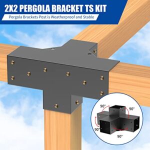 Pergola Kit Elevated Wood Stand Kit with Steel Brackets Modular Sizing Pergola Brackets Boot, for Hunting Blind, Deer Stand Bracket 6 x 6 inches (Actual: 5.5x5.5 Inch) 2PACK with Screws
