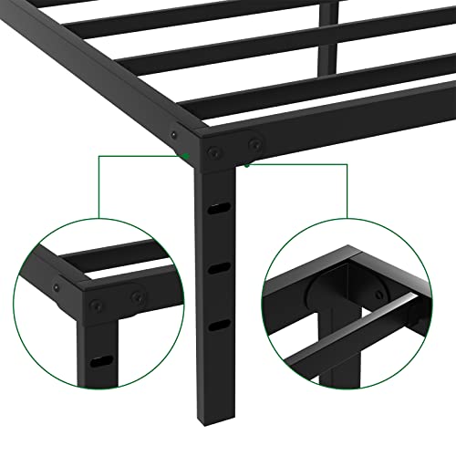 Meberam 14 Inch Twin Size Metal Platform Bed Frame Heavy Duty Mattress Foundation Support No Box Spring Need, Black