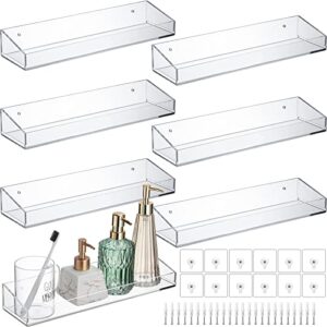 reginary 6 pack acrylic bathroom shelves clear acrylic floating wall mounted display shelves non drilling thick shelving for shower sponge kitchen storage rack with 12 adhesive 12 screws