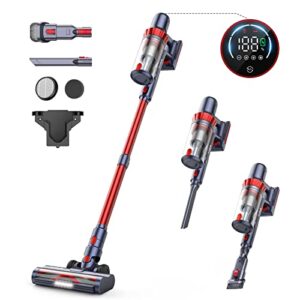 honiture cordless vacuum cleaner, 400w 33kpa stick vacuum cordless with lcd smart touchscreen, max 50mins, 7-layer hepa, 6 in 1 lightweight handheld vacuum for hardwood floors,carpets,stairs,pet hair