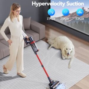 HONITURE Cordless Vacuum Cleaner, 400W 33Kpa Stick Vacuum Cordless with LCD Smart Touchscreen, Max 50mins, 7-Layer Hepa, 6 in 1 Lightweight Handheld Vacuum for Hardwood Floors,Carpets,Stairs,Pet Hair