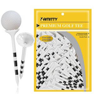 kamitty golf tees plastic, unbreakable golf tees 3 1/4" pack of 50 with big cup & 8 prongs, (color rings 50 pack)