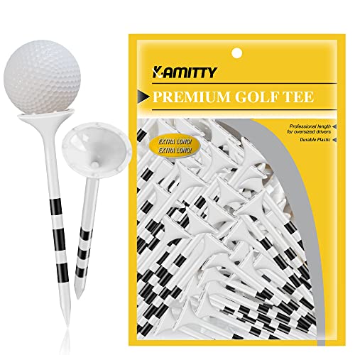 Kamitty Golf Tees Plastic, Unbreakable Golf Tees 3 1/4" Pack of 50 with Big Cup & 8 Prongs, (Color Rings 50 Pack)