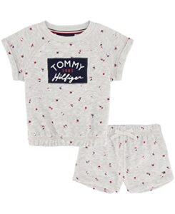 tommy hilfiger baby girls 2 pieces short set, peal heather, 24m us