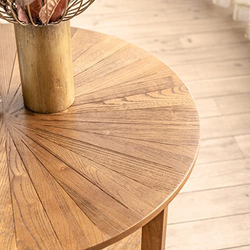 Gexpusm Round Coffee Table, Wood Coffee Tables for Living Room, Natural Wood Coffee Table with Storage, Center Large Circle Coffee Table, 35.3x35.3x17.8in