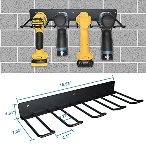 Electric Drill Storage Rack, 2PCS Drill Rack and Storage Holder,Power Tool Organizer Storage Holds 4 Drills,Heavy Duty Drill Holder Wall Mount Metal Shelf Garage Organizers for Garage Home Workshop