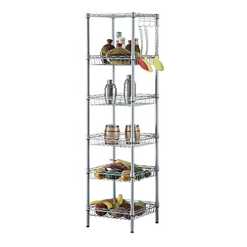 Ynredee 6 Tier Shelving Storage Unit Storage Rack,Adjustable Heavy Duty Metal Shelf Wire Storage Rack for Home Office Garage Kitchen Bathroom Organization