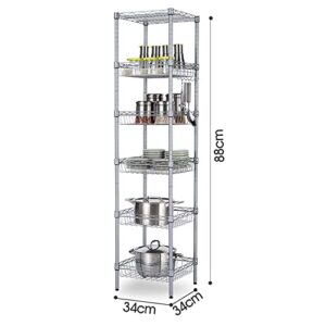 Ynredee 6 Tier Shelving Storage Unit Storage Rack,Adjustable Heavy Duty Metal Shelf Wire Storage Rack for Home Office Garage Kitchen Bathroom Organization