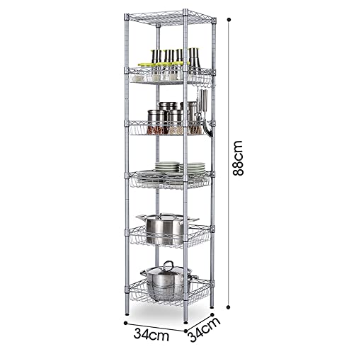 Ynredee 6 Tier Shelving Storage Unit Storage Rack,Adjustable Heavy Duty Metal Shelf Wire Storage Rack for Home Office Garage Kitchen Bathroom Organization