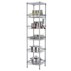 Ynredee 6 Tier Shelving Storage Unit Storage Rack,Adjustable Heavy Duty Metal Shelf Wire Storage Rack for Home Office Garage Kitchen Bathroom Organization