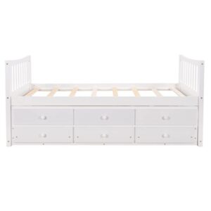 n/a Bed Frame Captain's Bed Twin Daybed Bed Frame with Storage Drawers Trundle Bed Modern for Bedroom Home Furniture