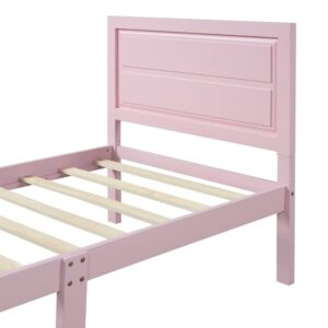 n/a Wood Platform Bed Twin Bed Frame with Headboard and Wood Slat Support