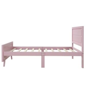 n/a Wood Platform Bed Twin Bed Frame with Headboard and Wood Slat Support