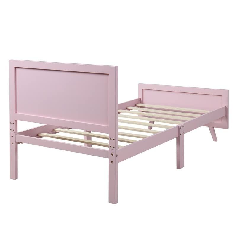 n/a Wood Platform Bed Twin Bed Frame with Headboard and Wood Slat Support