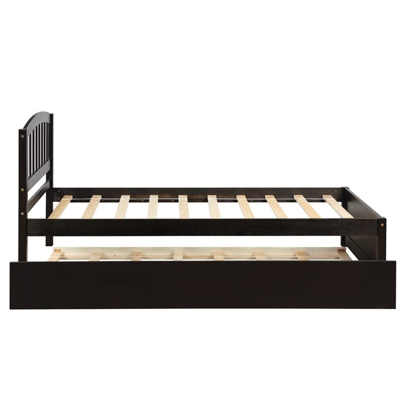 n/a Twin Size Platform Bed Wood Bed Frame with Trundle, Pine