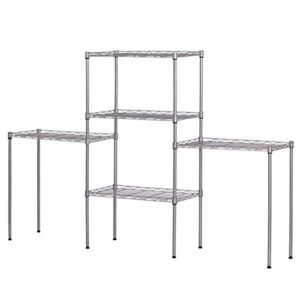 xiaosenlin 5 tier wire shelving metal storage rack adjustable shelves, standing storage shelf units for laundry bathroom kitchen pantry closet (silver1-5-tier)
