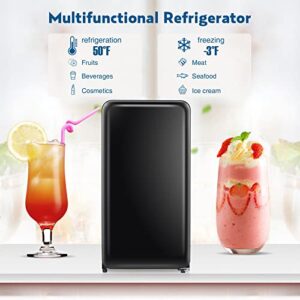 Havato 3.2 Cu. Ft Adjustable Thermostat Control Small refrigerator, Compact Mini Fridge with Freezer, Retro Recessed Handles mini refrigerator for Bedroom, Dorm, Office, RV, (Black)