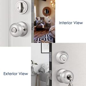 home improvement direct 3 Pack Keyed Alike Deadbolt and Door Knob Set, Satin Nickel Door Lock Combo Set with Deadbolt for Front Door