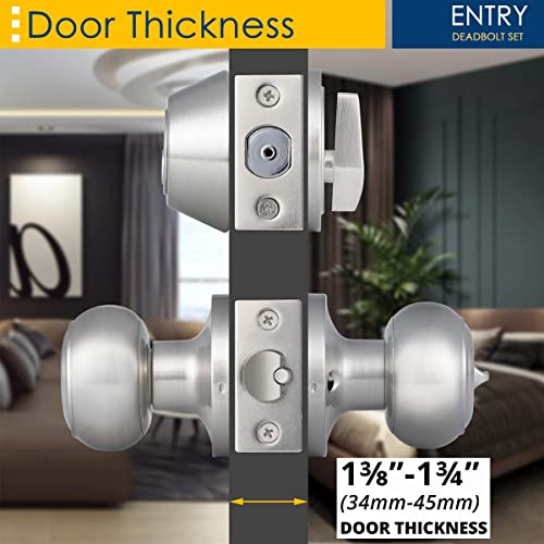 home improvement direct 3 Pack Keyed Alike Deadbolt and Door Knob Set, Satin Nickel Door Lock Combo Set with Deadbolt for Front Door