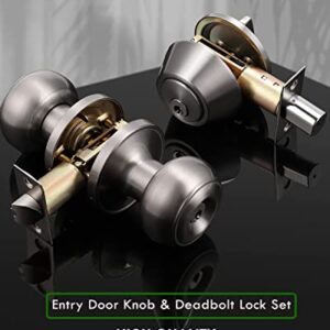 home improvement direct 3 Pack Keyed Alike Deadbolt and Door Knob Set, Satin Nickel Door Lock Combo Set with Deadbolt for Front Door