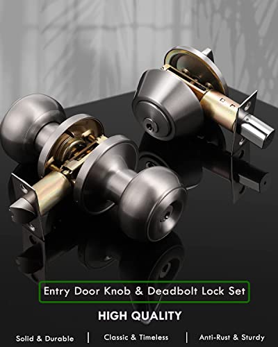 home improvement direct 3 Pack Keyed Alike Deadbolt and Door Knob Set, Satin Nickel Door Lock Combo Set with Deadbolt for Front Door