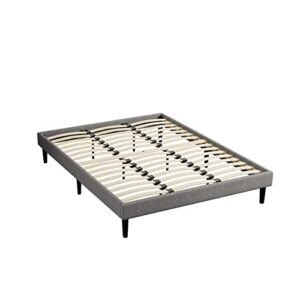 hope & living california king bed frame - upholstered low profile platform bed, camas king,mattress foundation, strong wood slat support bed frames, no box spring needed, noise free,easy assembly