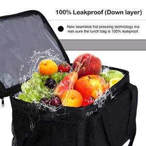 Camping Cooler 45-Can Dual Compartment Large Leakproof Cooler Bag, Large Lunch Cooler Bag, Portable Travel Cooler Double Layer for Picnic, Beach,Grocery Shopping,Camping,Kayaking,Road Trips（Black）