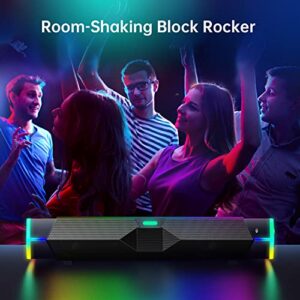 Fishcovers Bluetooth Computer Speakers for PC Desktop Monitor, RGB PC Sound Bar, USB Powered PC Speakers, HiFi Stereo Gaming Speakers for Laptop