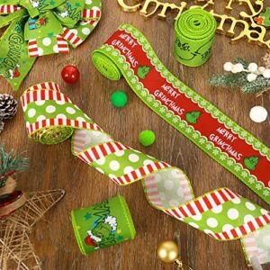 AnyDesign Christmas Wired Edge Ribbon 2.5 Inch 24 Yard Christmas Craft Ribbon Funny Cartoon Character Gift Wrapping Ribbon Decorative Ribbon for Xmas Tree Wreath Bows DIY Craft Decoration