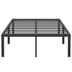 rooflare king size bed frame 18 inch tall 9 legs max 3500lbs heavy duty sturdy metal steel king size platform no box spring needed black easy to assemble-black