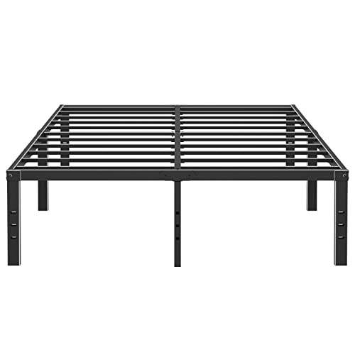 Rooflare California King Bed Frames 14 Inch High 9 Legs Max 3500lbs Heavy Duty Sturdy Metal Steel Cali King Size Platform No Box Spring Needed Black Easy to Assemble-Black