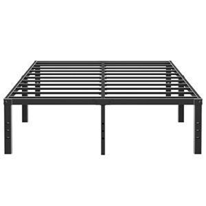 Rooflare King Bed Frame 14 Inch High 9 Legs Max 3500lbs Heavy Duty Sturdy Metal Steel King Size Platform No Box Spring Needed Black Easy to Assemble-Black