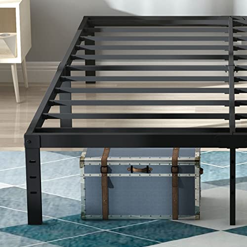 Rooflare King Bed Frame 14 Inch High 9 Legs Max 3500lbs Heavy Duty Sturdy Metal Steel King Size Platform No Box Spring Needed Black Easy to Assemble-Black