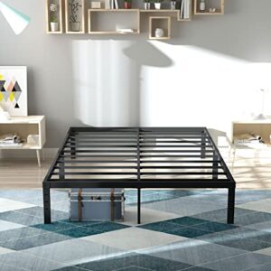 Rooflare King Bed Frame 14 Inch High 9 Legs Max 3500lbs Heavy Duty Sturdy Metal Steel King Size Platform No Box Spring Needed Black Easy to Assemble-Black