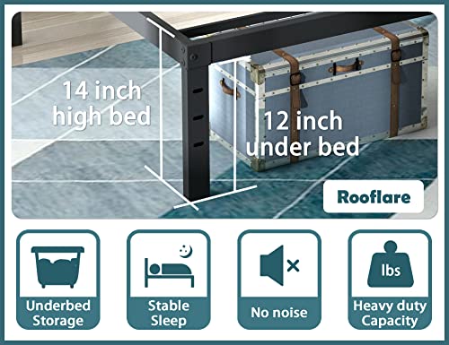 Rooflare Twin Size Bed Frames 14 Inch Heavy Duty Max 3500lbs Metal Twin Size Mattress Platform for Boys Girls Kids No Box Spring Needed Easy to Assemble-Black