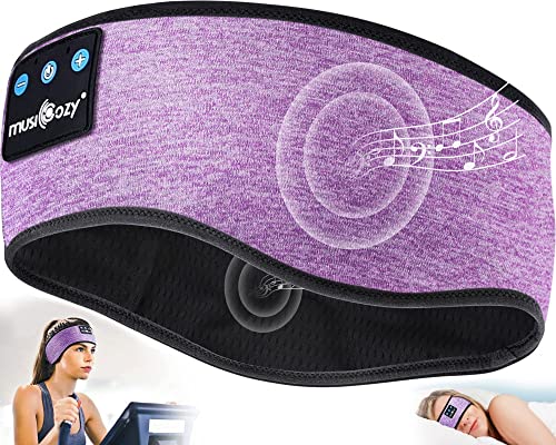 MUSICOZY Bluetooth 5.2 Headband Sleep Headphones Headband Headphones Sports Wireless Music Earphones Eye Mask Earbuds for Side Sleepers Workout Running Travel Yoga Office Mom Women