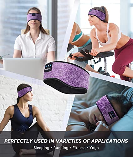 MUSICOZY Bluetooth 5.2 Headband Sleep Headphones Headband Headphones Sports Wireless Music Earphones Eye Mask Earbuds for Side Sleepers Workout Running Travel Yoga Office Mom Women