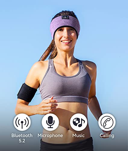 MUSICOZY Bluetooth 5.2 Headband Sleep Headphones Headband Headphones Sports Wireless Music Earphones Eye Mask Earbuds for Side Sleepers Workout Running Travel Yoga Office Mom Women