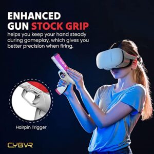 CYBVR Weighted Pistol Grip Gun Stock for the Oculus Quest 2 Controllers, Accessories for Meta Quest 2, Weight Feels Real in VR for Better Gaming, Accessory for FPS Games like Pistolwhip