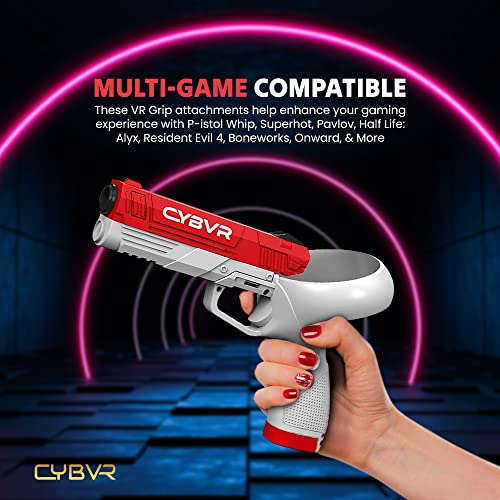 CYBVR Weighted Pistol Grip Gun Stock for the Oculus Quest 2 Controllers, Accessories for Meta Quest 2, Weight Feels Real in VR for Better Gaming, Accessory for FPS Games like Pistolwhip