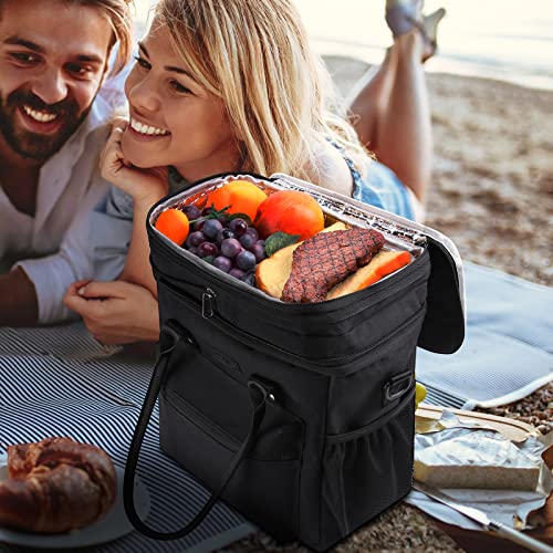 HOMIEE Insulated Lunch Bag for Women/Men, Reusable Lunch Box for Office Picnic Hiking Beach, Durable Waterproof Leakproof Cooler Tote Bag with Adjustable Shoulder Strap