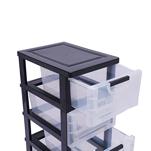 Plastic Drawers Dresser with 5 Drawers, 15.75 x 11.81 x 33.07inches Plastic Tower Closet Organizer with Wheels Transparent Organizer Suitable for Apartments Condos And Dorm Rooms, Gdrasuya10