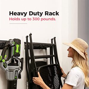 TIDYME Garage Tool Organizer Wall Mount - Sturdy Storage Rack with Adjustable Hooks, Anti-Rust Panel - Easy Installation, 300lbs Capacity - Garden Tool Organizer for Garage with 3 Rails and 6 Hooks