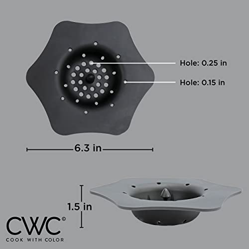 COOK WITH COLOR Kitchen Sink Strainer- Silicone, Flexible Sink Strainer, Sink Drain Strainer, Flower Shape(2 Pack - Black & Charcoal)